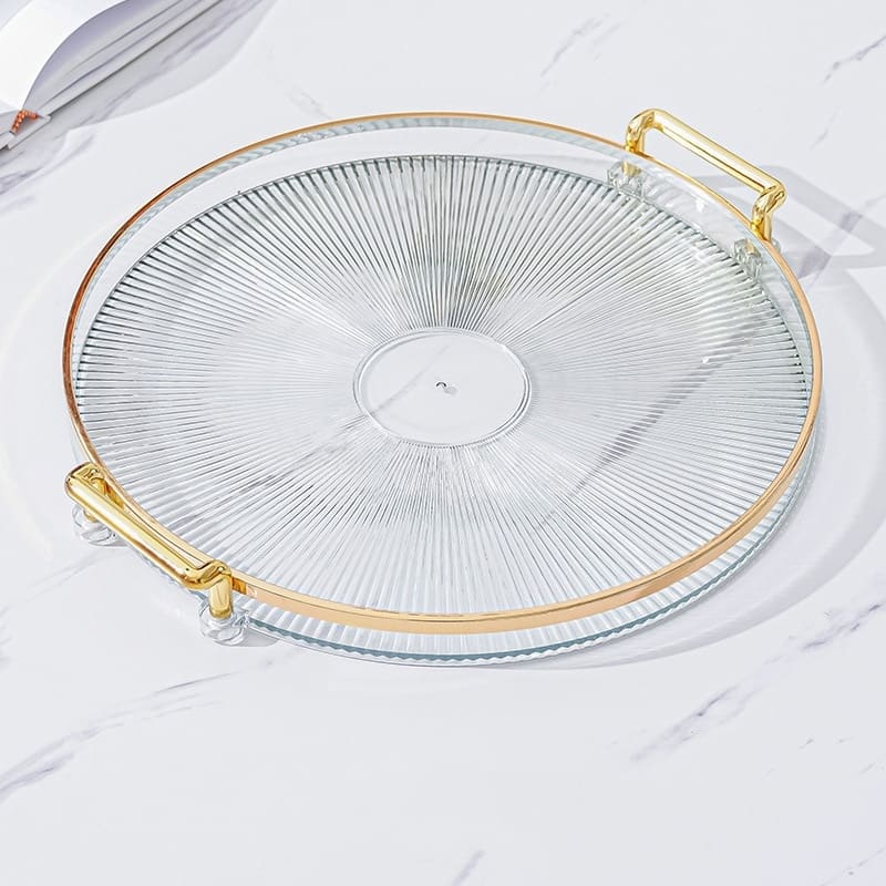 Bandeja Organizadora Decorativa Multiuso Para Servir Nórdica Com Alça e Detalhe em Dourado Decoração de Mesa